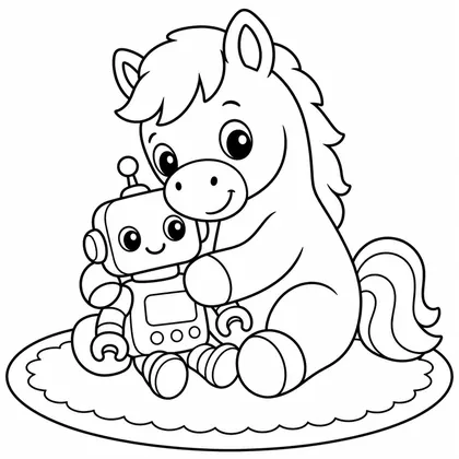 Dibujo de caballo con robot para colorear