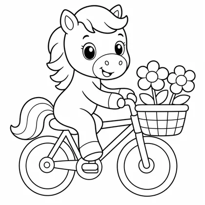 Dibujo de caballo en bicicleta para colorear