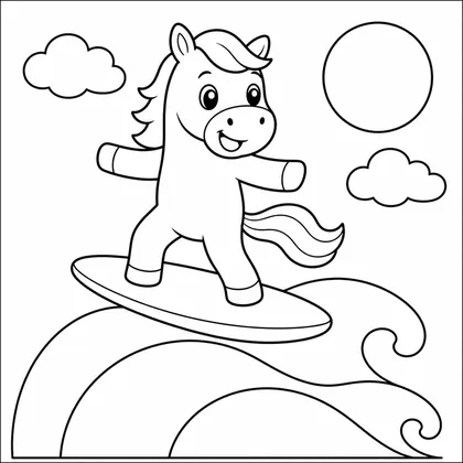 Dibujo de caballo surfeando para colorear