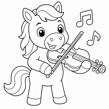 Dibujo de caballo tocando el violín para colorear