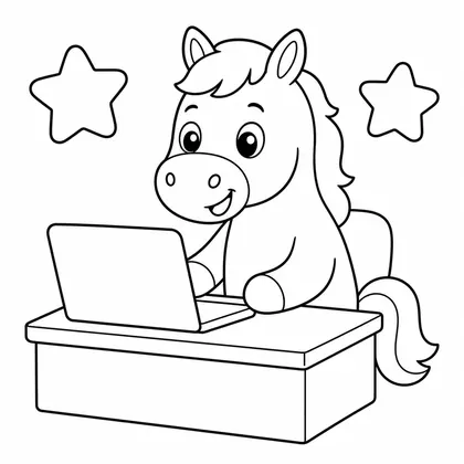 Dibujo de caballo usando ordenador para colorear