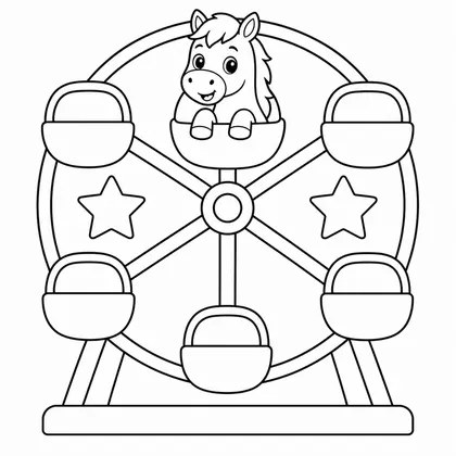 Dibujo de caballo en la noria para colorear