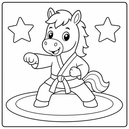 Dibujo de caballo practicando karate para colorear