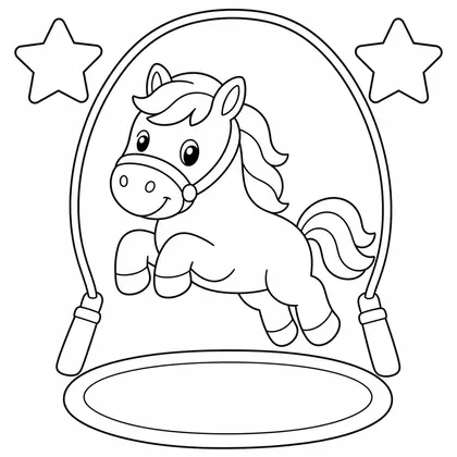 Dibujo de caballo saltando a la comba para colorear