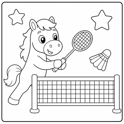 Dibujo de caballo jugando al badminton para colorear