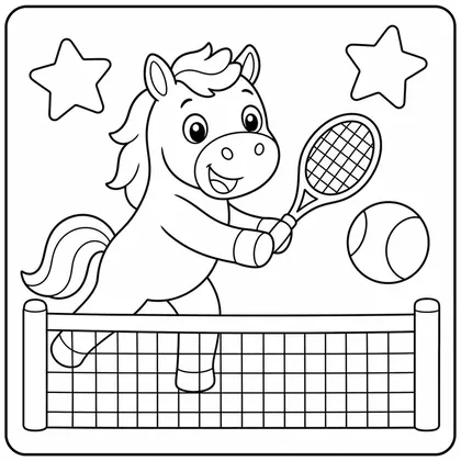 Dibujo de caballo jugando al tenis para colorear