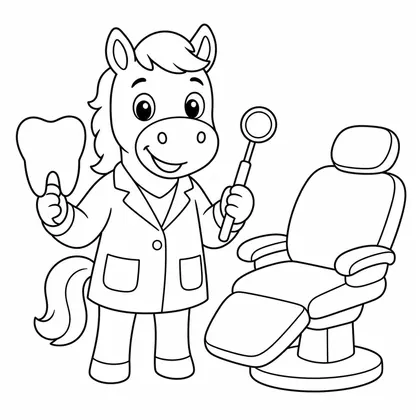 Dibujo de caballo dentista para colorear