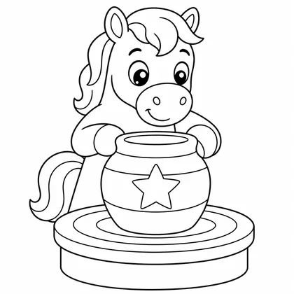 Dibujo de caballo haciendo ceramica para colorear