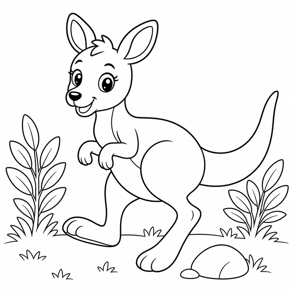 Coloriage : Kangourou qui saute