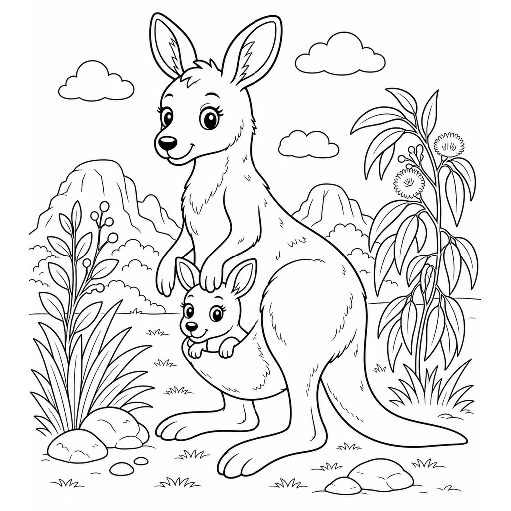Coloriage : Kangourou endormi