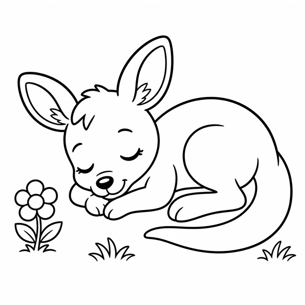 Coloriage : Kangourou parmi les plantes