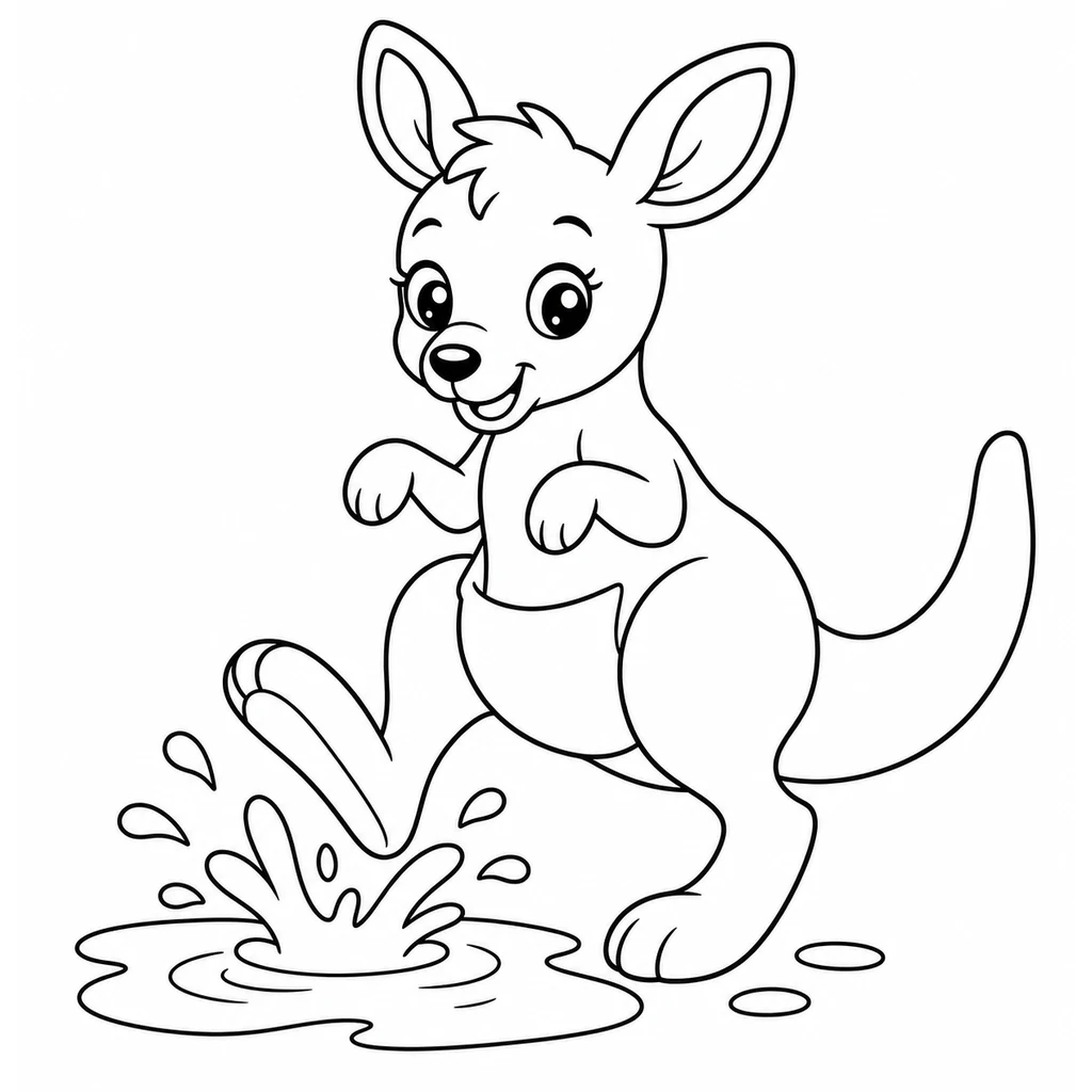 Coloriage : Kangourou qui marche