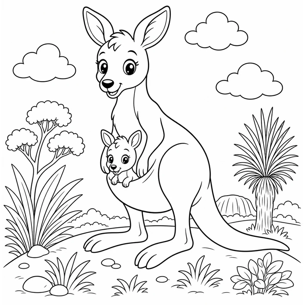 Coloriage : Kangourou de profil