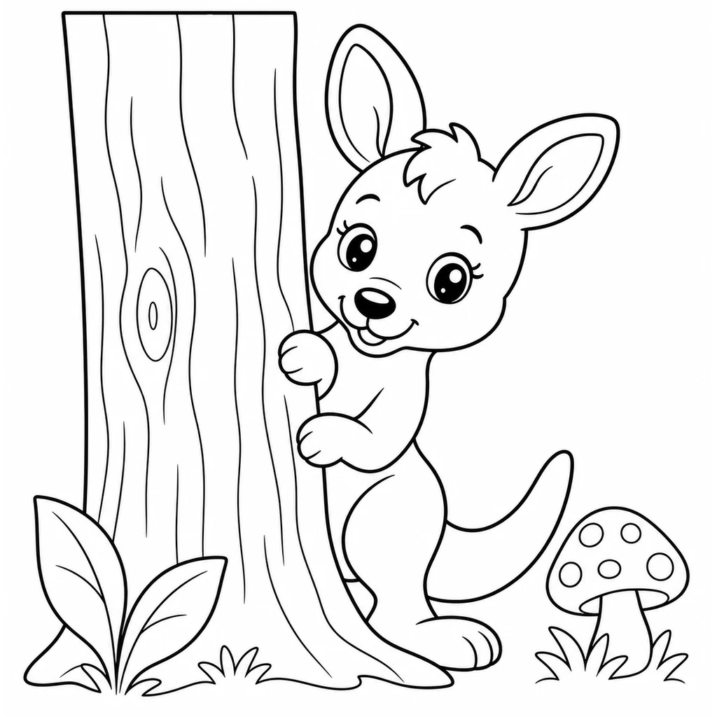 Coloriage : Kangourou de face