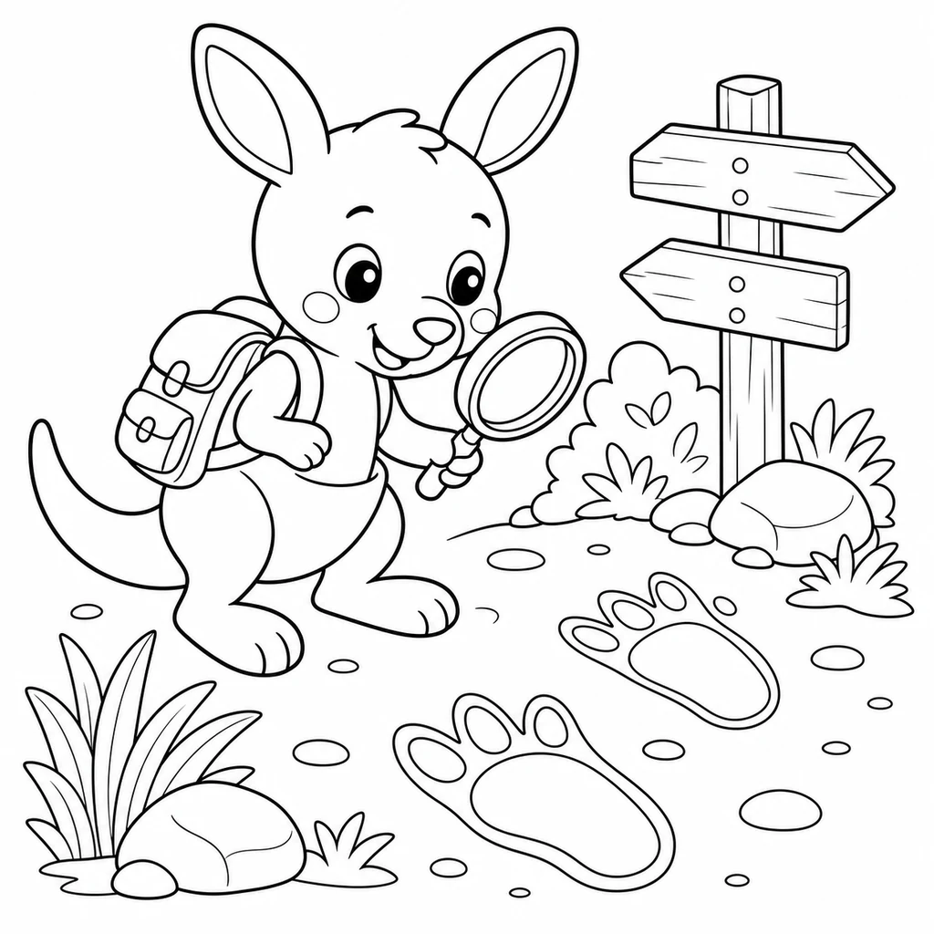 Coloriage : Kangourou à un stand de limonade