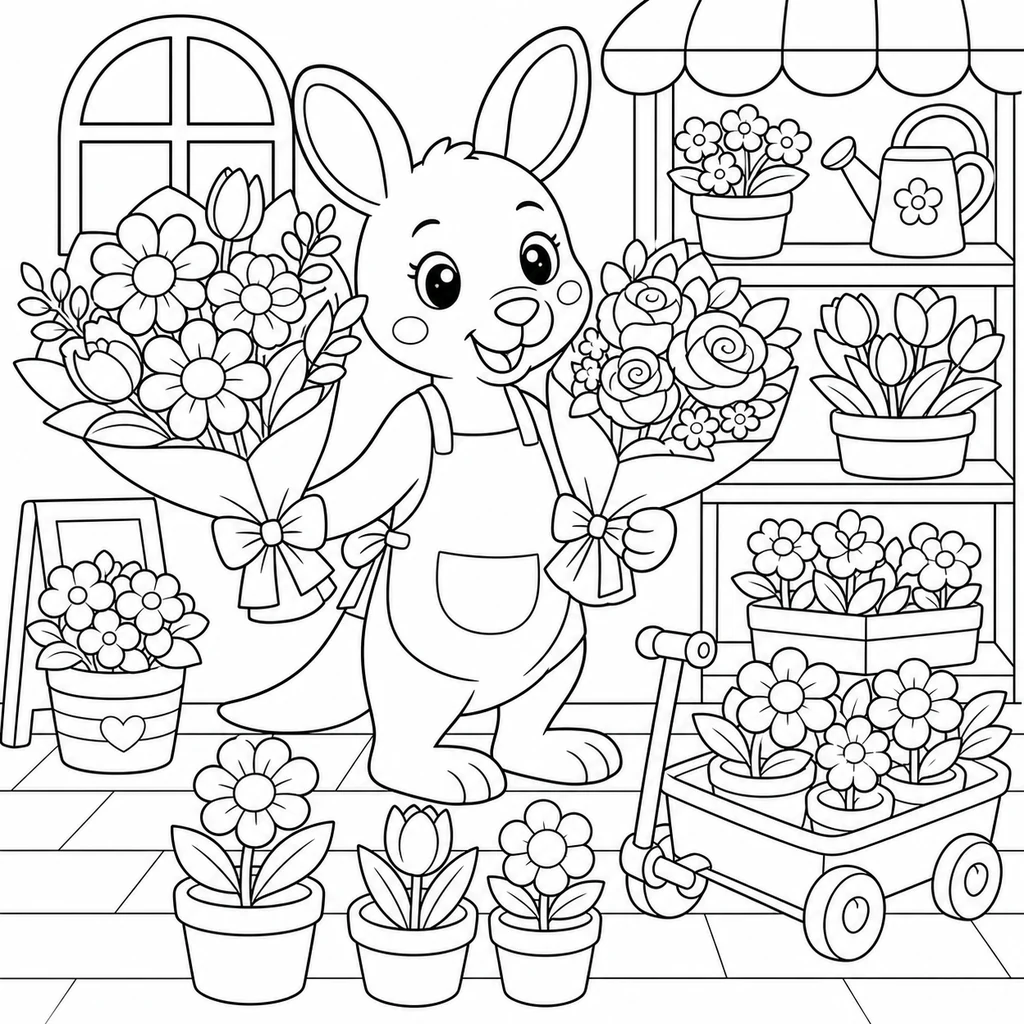 Coloriage : Kangourou explorateur