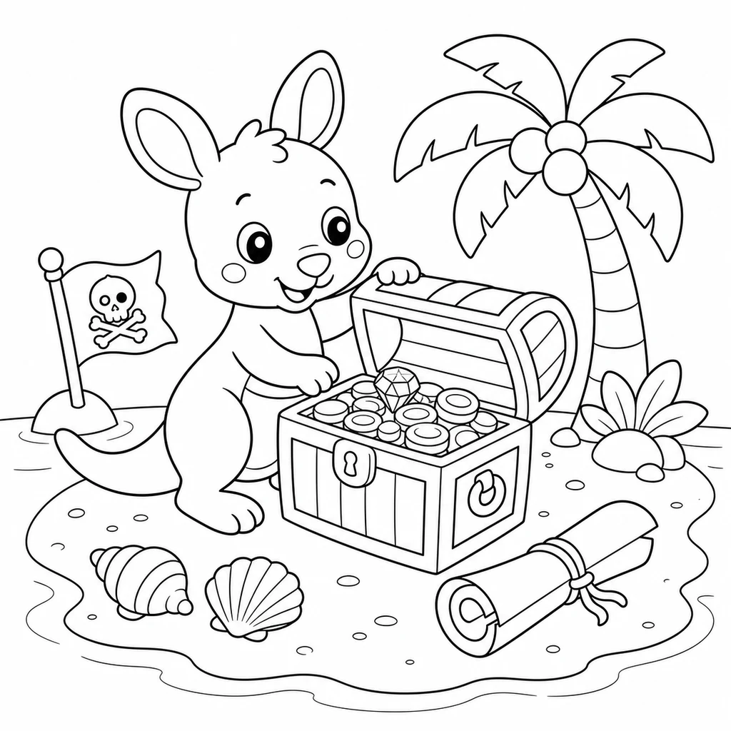 Coloriage : Kangourou avec un tambour