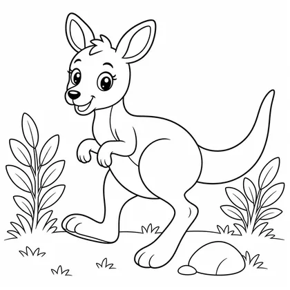 Jumping kangaroo coloring page