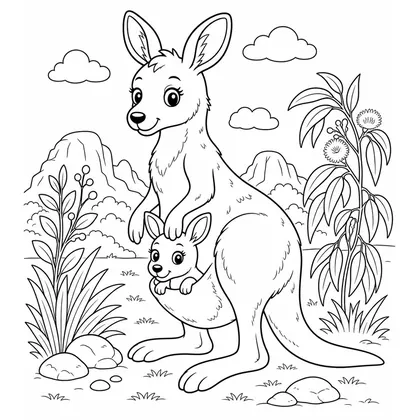 Sleeping kangaroo coloring page