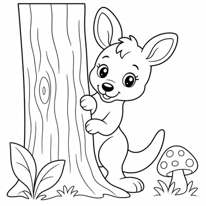 Kangaroo facing forward coloring page