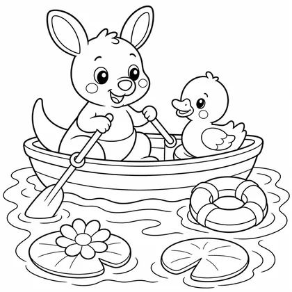 Kangaroo with a fruit stand coloring page