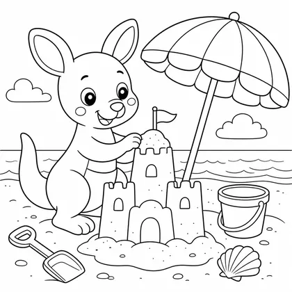 Kangaroo in a boat coloring page