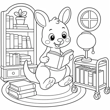 Kangaroo with a sandcastle coloring page