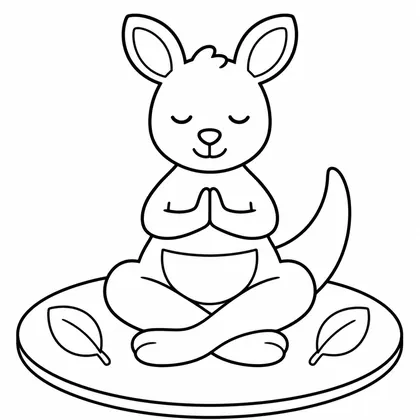 Dibujo de canguro haciendo yoga para colorear