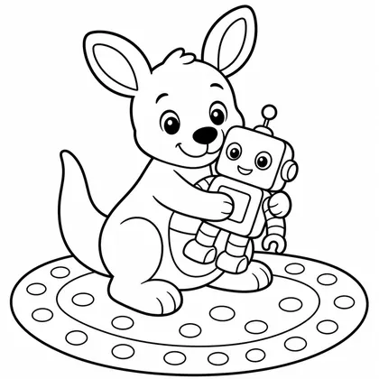 Dibujo de canguro con robot para colorear