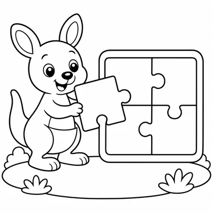 Dibujo de canguro con puzzle para colorear