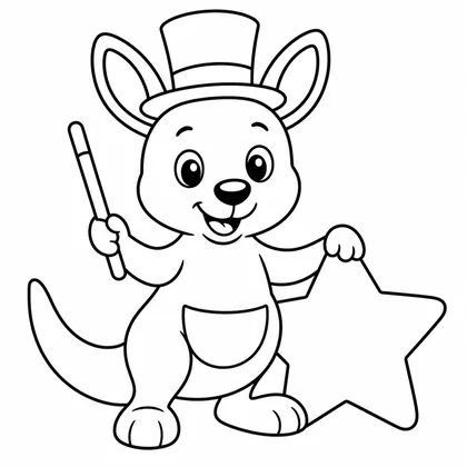 Dibujo de canguro mago para colorear