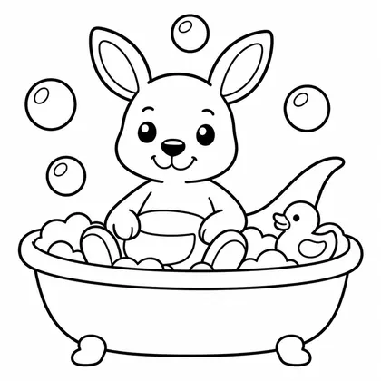 Dibujo de canguro en baño de burbujas para colorear