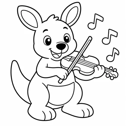 Dibujo de canguro con violin para colorear