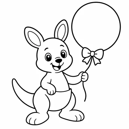 Dibujo de canguro con globo para colorear