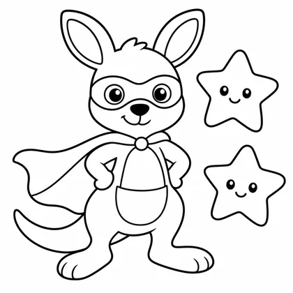 Dibujo de canguro superhéroe para colorear