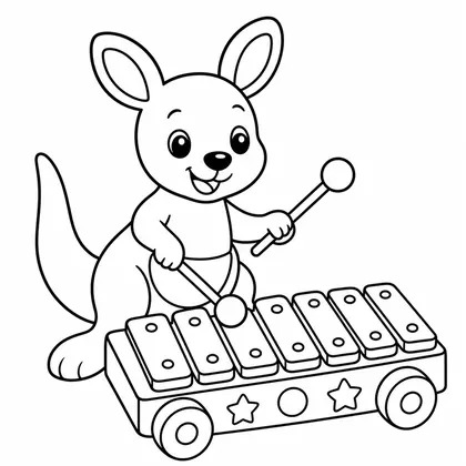 Dibujo de canguro con xilófono para colorear