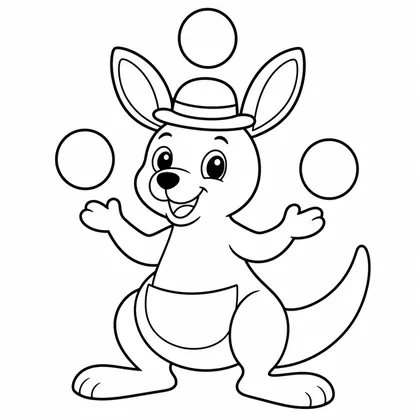 Dibujo de canguro haciendo malabares para colorear