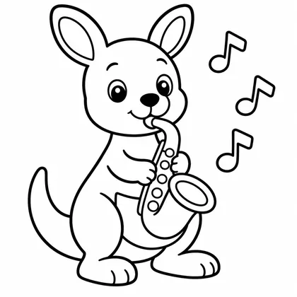 Dibujo de canguro con saxo para colorear