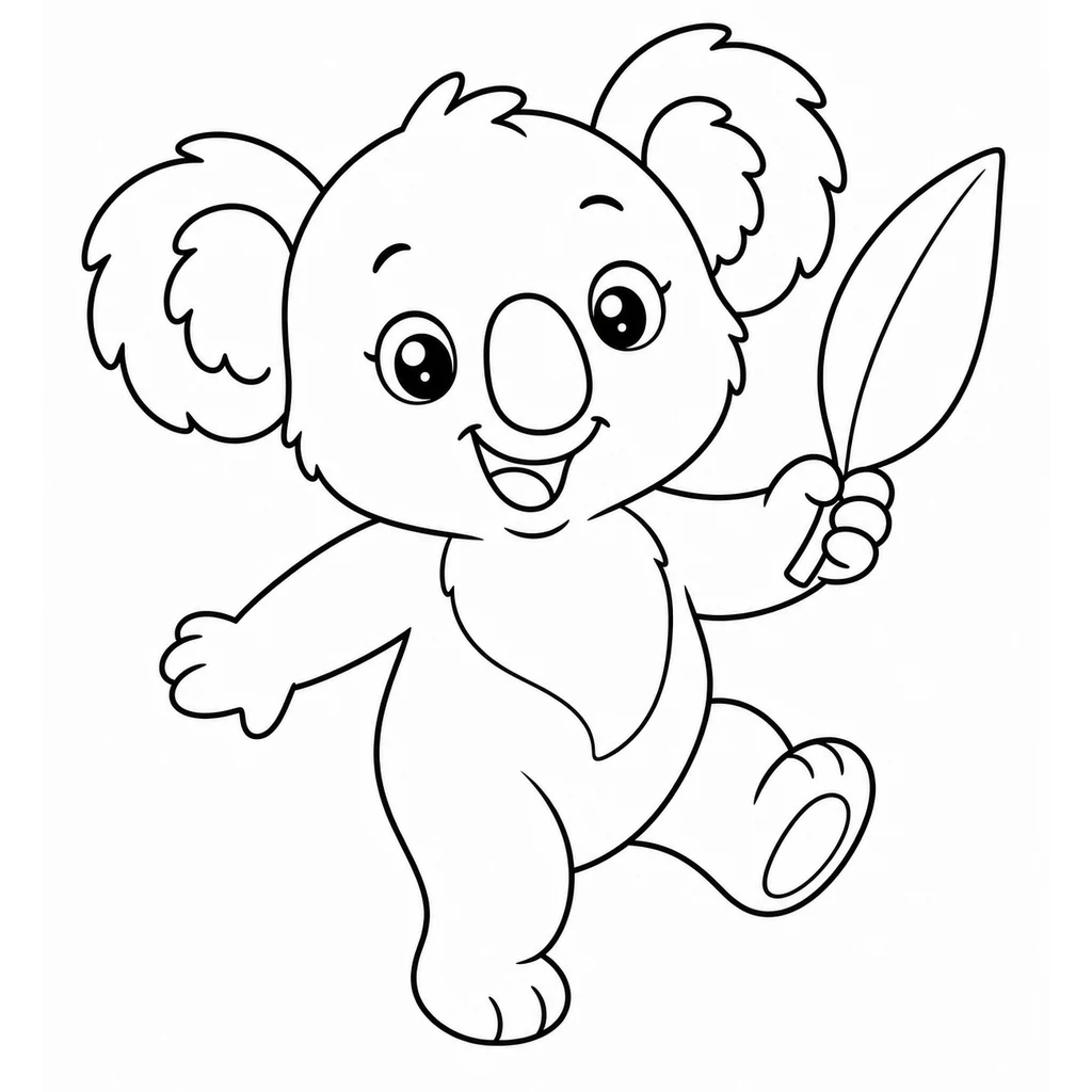 Coloriage : Koala parmi les feuilles