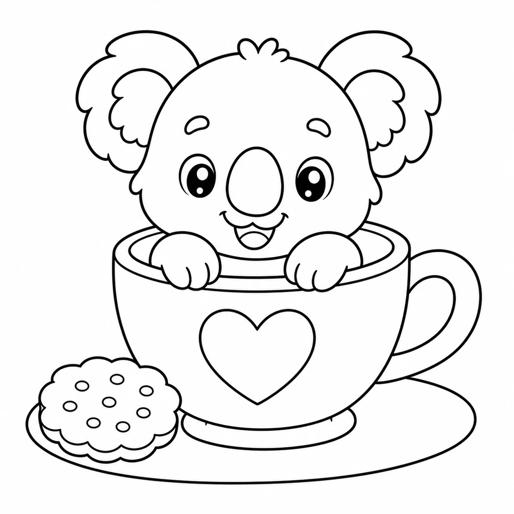 Coloriage : Koala avec une brouette de fleurs