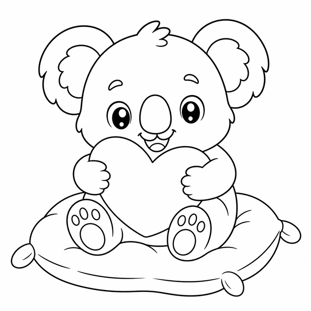 Coloriage : Koala avec une lanterne et un tronc