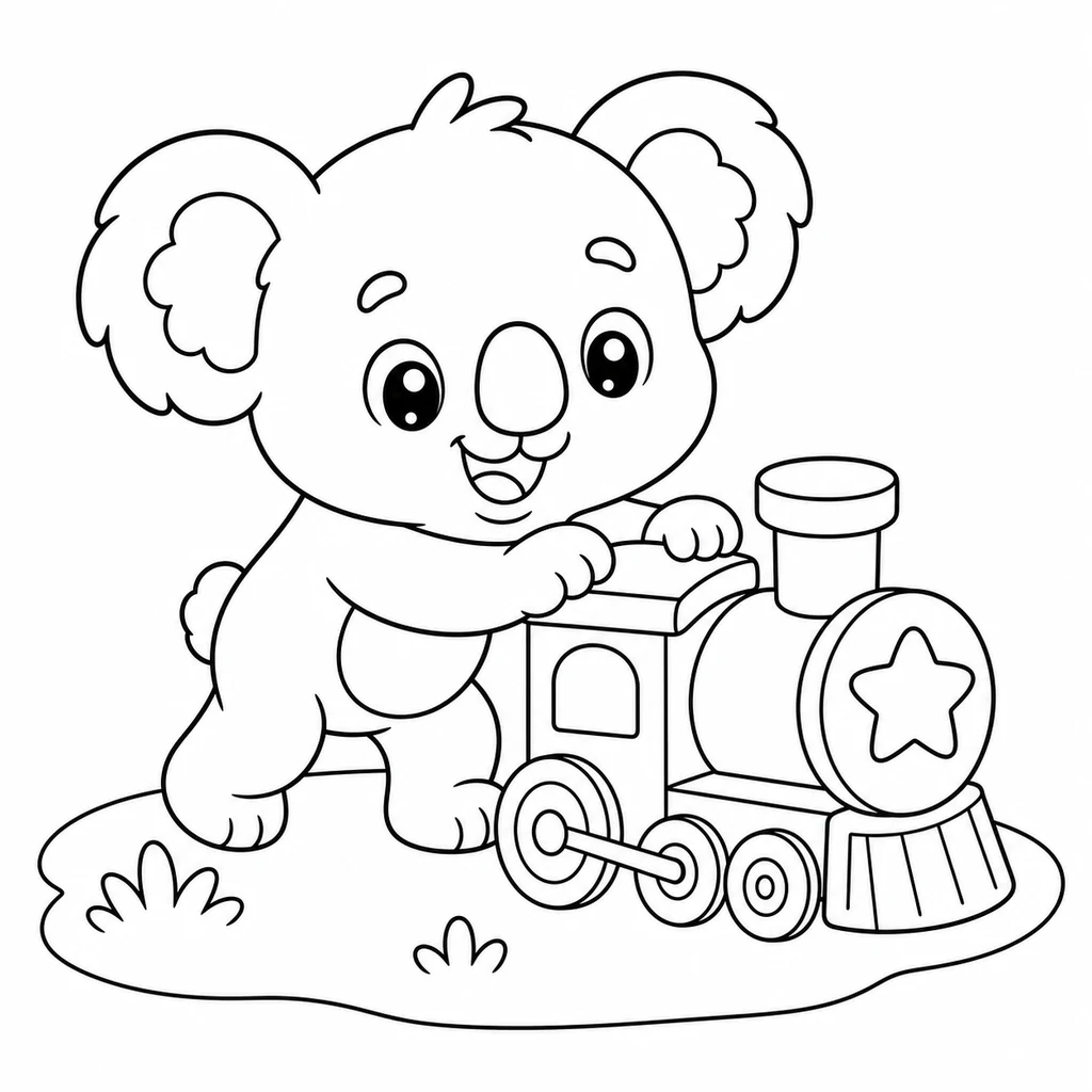 Coloriage : Koala avec des bottes et une flaque