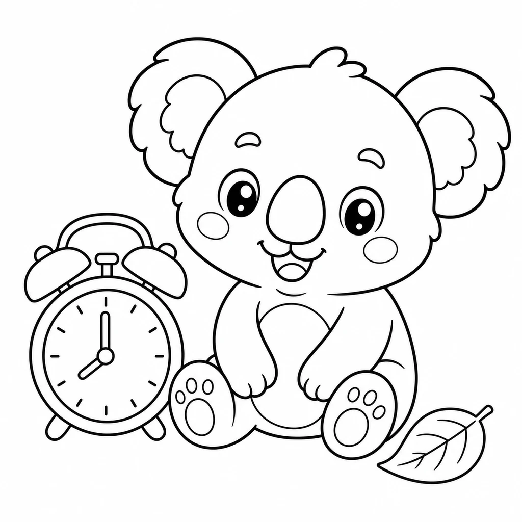Coloriage : Koala avec un train-jouet