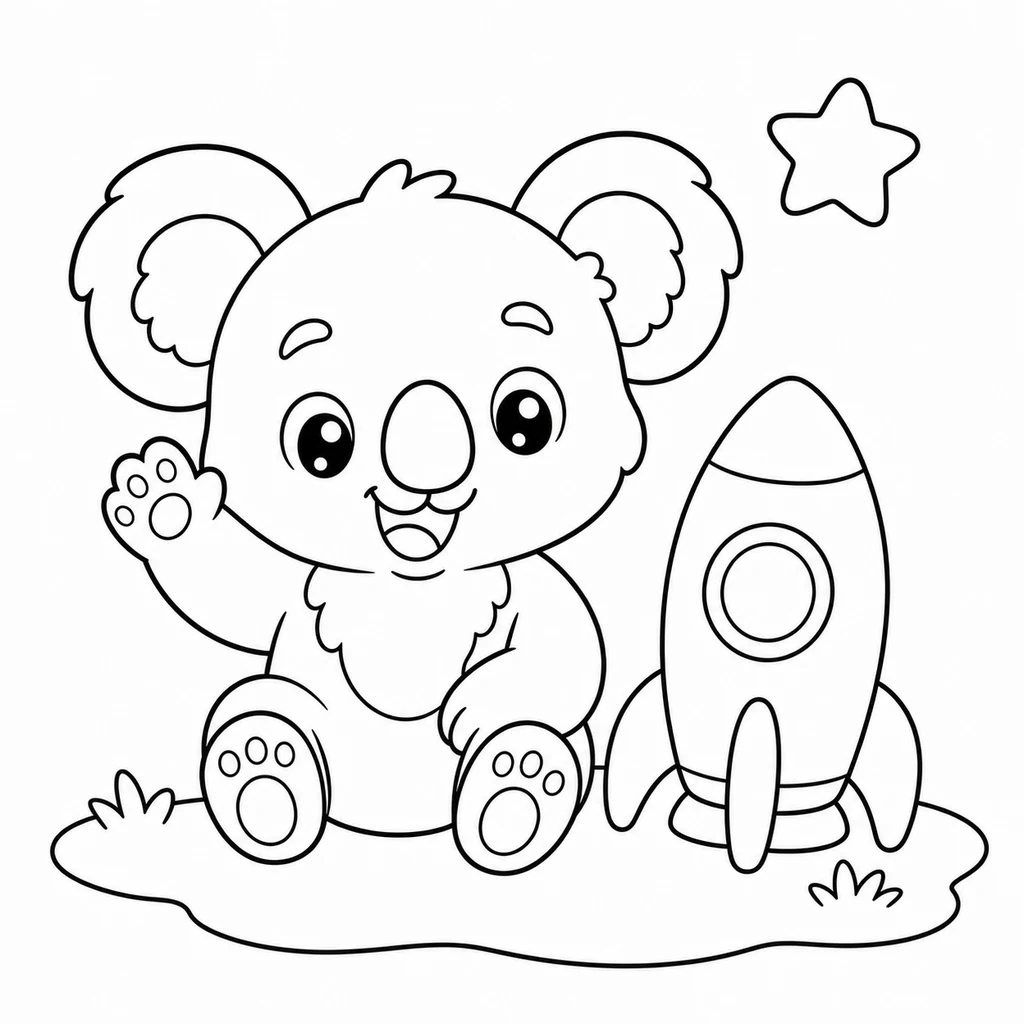 Coloriage : Koala avec un réveil