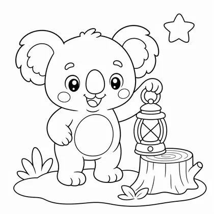 Koala in a cup coloring page