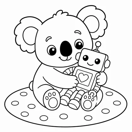 Dibujo de koala con robot para colorear