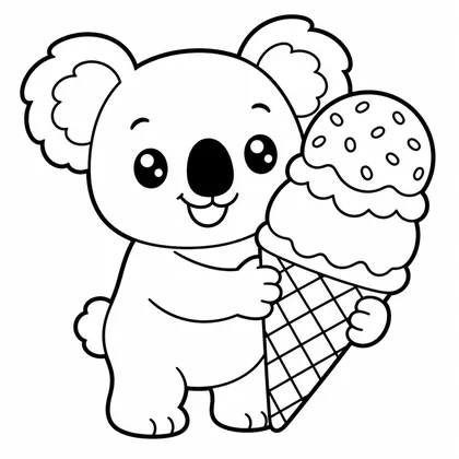 Dibujo de koala con helado para colorear
