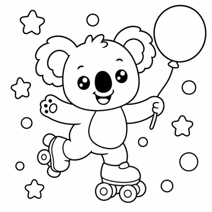 Dibujo de koala en patines para colorear