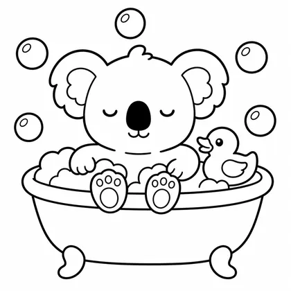 Dibujo de koala en baño de burbujas para colorear