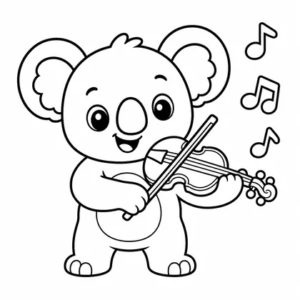 Dibujo de koala con violin para colorear